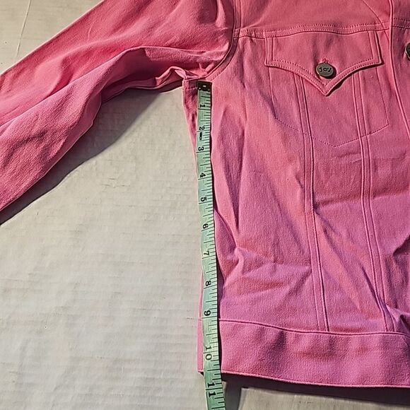Pink stretch denim style jacket size 6 - Picture 8 of 9